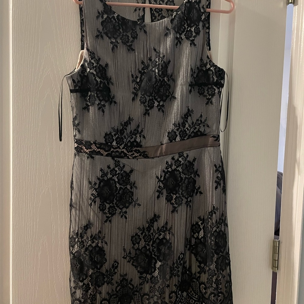 Reiss black lace and white tassel dress. Size US 10. Never worn.
